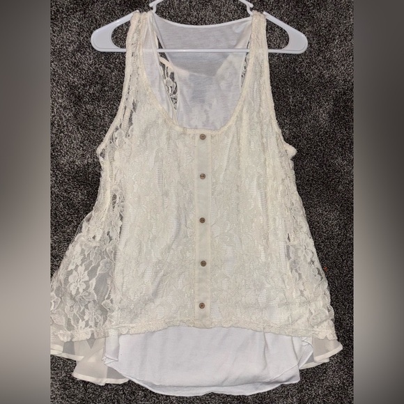 Miss CHIEVOUS Lace sleeveless Button Top  (LG)
Curfew White Tank (LG) - Picture 2 of 11
